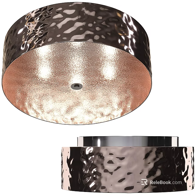 Modern Hammered Copper Ceiling Light With Textured Surface And Warm Illumination Design 3d model