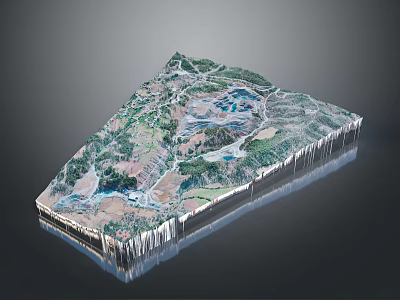 3D Terrain Model Showcasing Natural Landscape With Mountains Rivers And Lakes 3d model