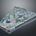 3D Terrain Model Showcasing Natural Landscape With Mountains Rivers And Lakes