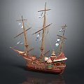 European-style ancient ship ancient warship large ancient ship ancient warship 3d model