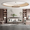 New Chinese-style box lounge area sofa background sofa coffee table combination 3d model