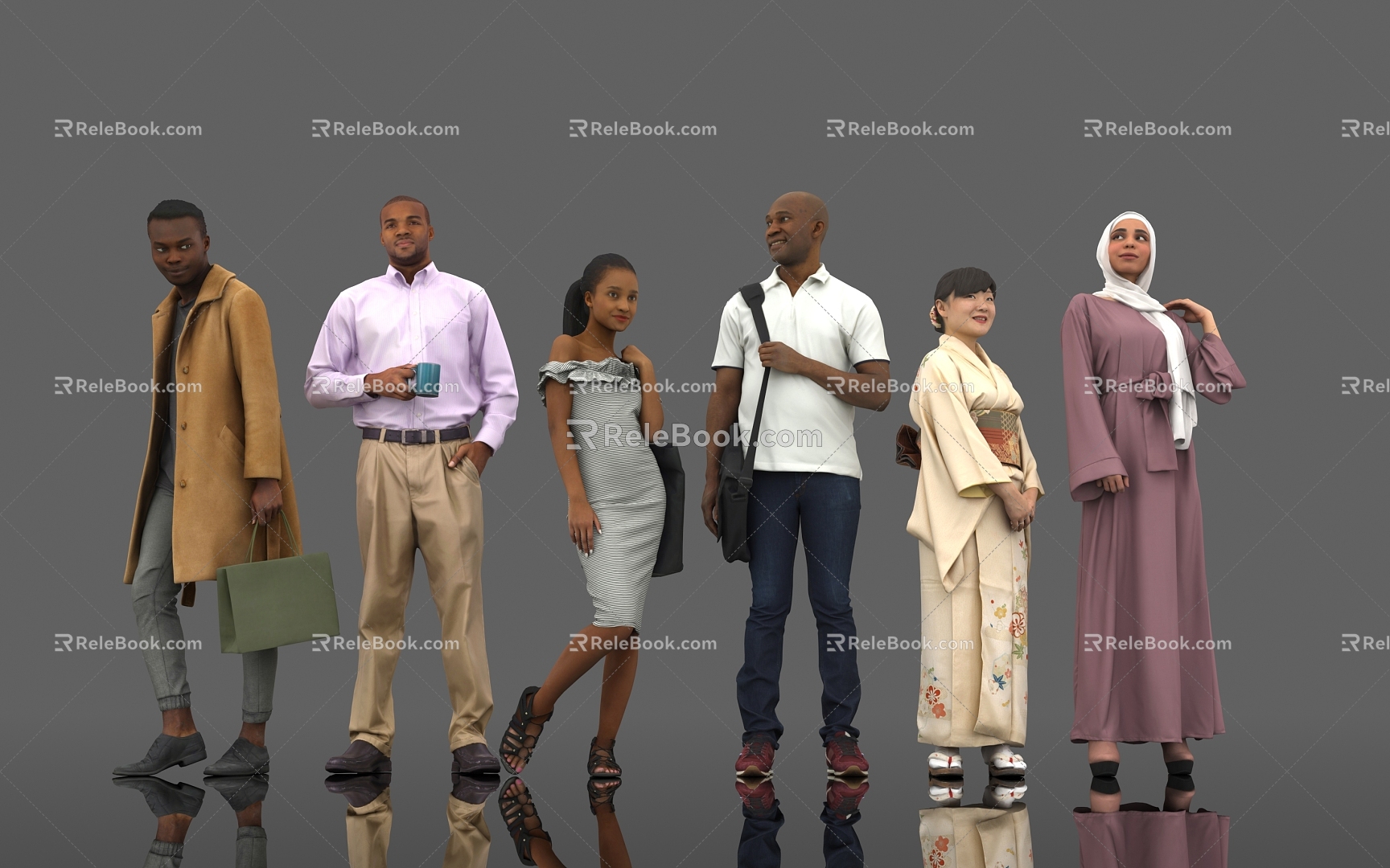 The crowd of characters is mostly foreigners men women men women children passers-by scene decoration characters atmosphere city model people 3d model