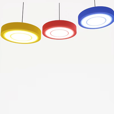 Colorful Circular Pendant Ceiling Lights With Ring Design And Illuminated Glow 3d model