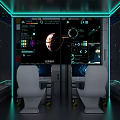 High Tech Control Room With Glass Walls And Interactive Monitoring Screens