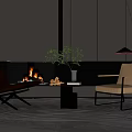 Modern Casual Table and Chair Combination Single Sofa 3d model