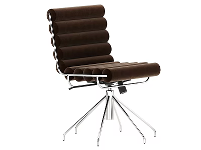 Modern Brown Office Chair With Padded Design And Metal Five Wheel Base 3d model