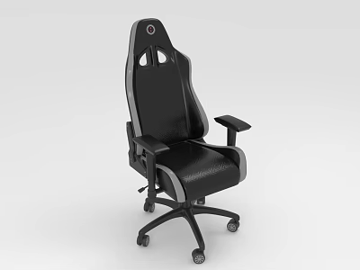 Black Leather Office Chair With Ventilated Backrest Modern Armrests And Wheels 3d model