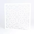 White Square Decorative Partition With Traditional Intricate Geometric Carved Design
