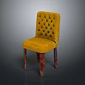 Classic Yellow Dining Chair With Tufted Diamond Pattern Backrest and Sturdy Wooden Legs