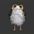 Cute 3D Paper Craft Bird With Large Eyes And White Brown Feathers