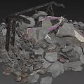 Ruin Stone Pile Collapse Building Collapse Building Ruin Wreckage Earthquake Building Destroyed Building 3d model