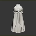 Fashionable White Halter Neck Dress with Bow Belt and Asymmetrical Hem Design