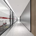 Modern Office Elevator Corridor With Glass Walls And Marble Flooring 3d model