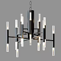 Elegant Modern Chandelier with Gold Metal Frame and Transparent Glass Tubes for Contemporary Interior Decoration