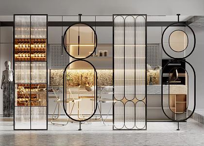 Modern partition glass screen partition 3d model
