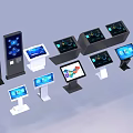 Public Facilities Interactive Information Kiosks With Various Touchscreen Displays And Digital Maps 3d model