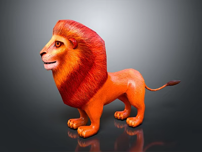 Vibrant Cartoon Lion Character And Wildlife Creature 3D Model With Orange Mane Standing Pose 3d model
