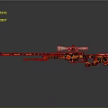Custom Sniper Rifle Design With Colorful Patterns And Scope On Reflective Surface