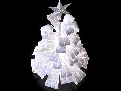 White Tree Shaped Art Installation With Glittery Layered Structure And Star Top 3d model