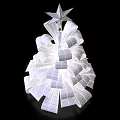 White Tree Shaped Art Installation With Glittery Layered Structure And Star Top 3d model