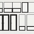 Various Modern Window Designs With Black Frames And Glass Panels Collection 3d model