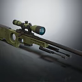 Green Tactical Sniper Rifle With High Power Scope Long Barrel And Ergonomic Stock Design