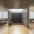 Modern Hotel Public Lounge Area With Comfortable Seating Wooden Flooring And Large Windows