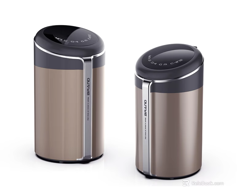 Two Golden Cylindrical Washing Machines With Black Lids And Silver Trim Design 3d model 