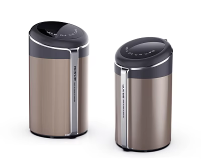 Two Golden Cylindrical Washing Machines With Black Lids And Silver Trim Design 3d model