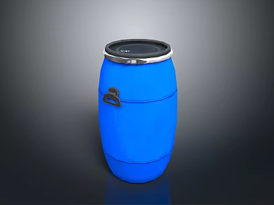 Practical Blue Household Barrel With Secure Lid And Convenient Handle For Daily Use 3d model