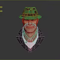 3D Male Character Wearing Green Hat Gray Suit And Red Tie In Stylish Design