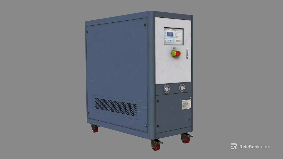 Blue Industrial Equipment With Mobile Wheels Digital Control Panel And Ventilation Grille 3d model 