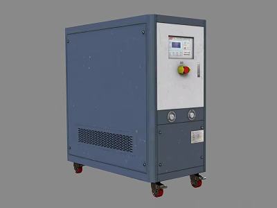 Blue Industrial Equipment With Mobile Wheels Digital Control Panel And Ventilation Grille 3d model