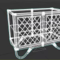 Vintage Wooden Storage Cabinet With Diamond Lattice Glass Doors And Curved Legs