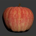 Fresh Red Striped Apple With Brown Stem On Black Reflective Surface