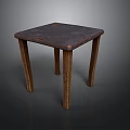 Rustic Vintage Wooden Table With Dark Tabletop And Sturdy Wooden Legs For Home Decor