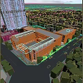 Aerial Planning Of Modern Building Complex With Roads And Greenery 3d model