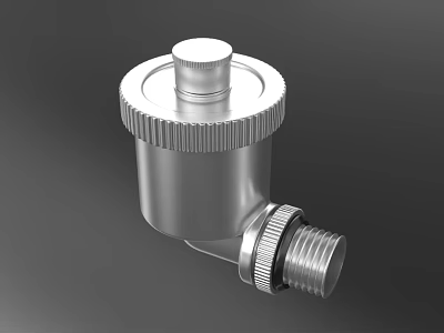 Heating Pipe Metal Fitting With Silver Finish Adjustment Knob And Threaded Connector 3d model