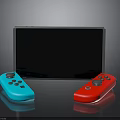 Modern Portable Game Console With Tablet Display And Blue Red Controllers