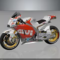 White Racing Motorcycle With Red GIVI CAVAX Graphics Gold Wheels And Streamlined Sport Design