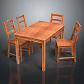 Simple Wooden Dining Table Set With Four Matching Chairs And Natural Finish