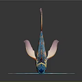 Colorful 3D Model Fish With Blue Pink Orange Patterns Long Snout And Large Tail