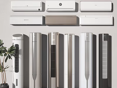 Various Air Conditioner Fans With Different Styles And Modern Designs In White Beige And Black 3d model