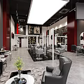 Modern Hair Beauty Salon Interior Design With Styling Chairs And Red Gray Decor
