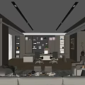 Modern Office Interior Design With Wooden Desk Comfortable Sofa And Bookshelves