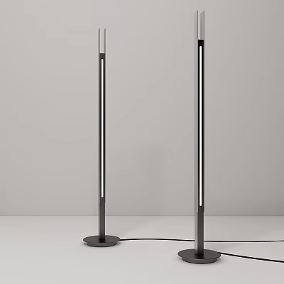 Sleek Modern Floor Lamp With Black And Silver Metal Stand And LED Lighting 3d model