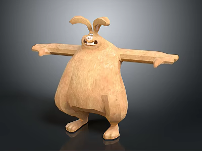 Fluffy Cartoon Style Game Movie Character With Long Ears And Outstretched Arms 3d model