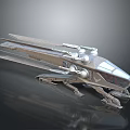 Futuristic Sci Fi Spaceship Model With Metallic Wings And Sleek Aerodynamic Design