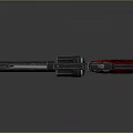 Classic Revolver With Black Metal Frame Red Checkered Grip And Shiny Finish