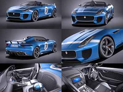 Blue Convertible Sports Car With Sleek Design Number 7 Badge And Luxury Interior 3d model